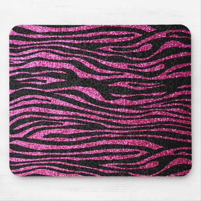 Mousepad Impressão cor-de-rosa e preto da zebra que bling (Frente)