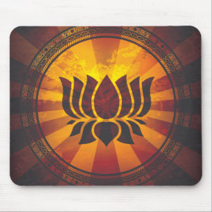 Mousepad Impressão da flor de Lotus do vintage