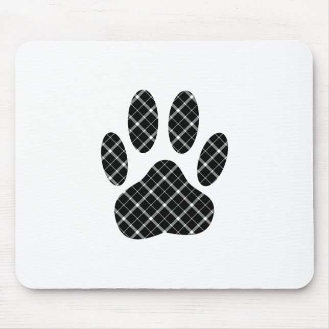 Mousepad Impressão Da Pata De Cão Preta E Branca (Frente)