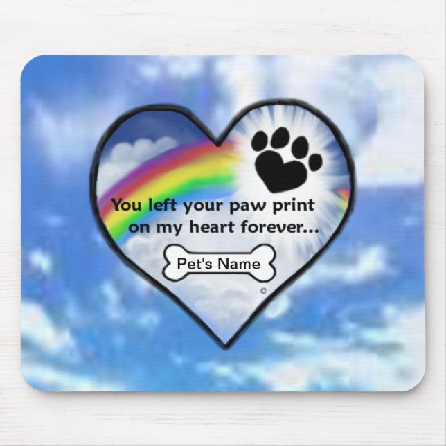 Mousepad Impressão da pata em meu coração (Frente)