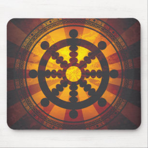 Mousepad Impressão da roda de Dharma do vintage