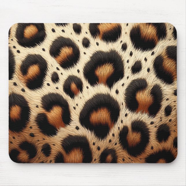 Mousepad Impressão de Animais em Pelos de Leopardo Bege e P (Frente)