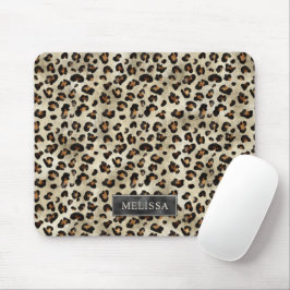 Mousepad Impressão de Animal Leopardo Com Folha Falsa Preta