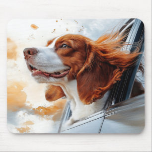 Mousepad Impressão de Arte de Cachorro Alegre no Vento