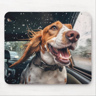 Mousepad Impressão de Arte de Cachorro Animado em Carro Chu
