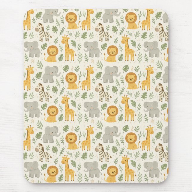 Mousepad impressão de berçário de animais da savana (Frente)