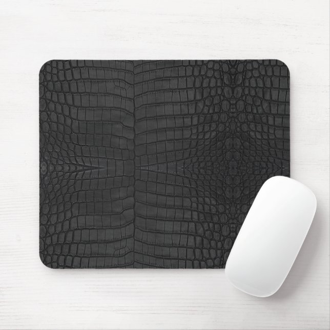 Mousepad Impressão de Couro Crocodilo Preto Faux (Com mouse)