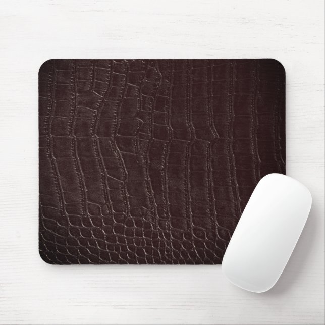 Mousepad Impressão de Couro de Jacaré Crocodilo Marrom Fals (Com mouse)