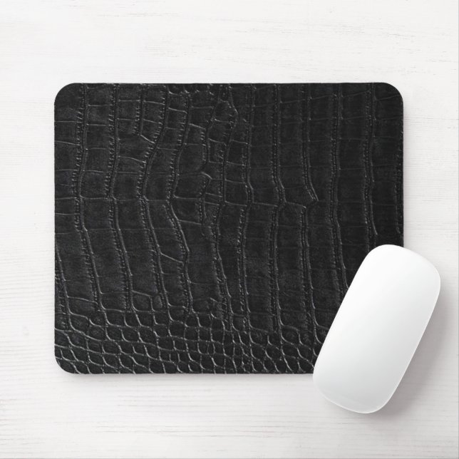 Mousepad Impressão de Couro de Jacaré de Crocodilo Preto Fa (Com mouse)