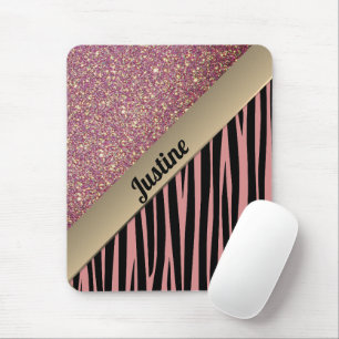 Mousepad Impressão de Glam Zebra, Cor-de-Rosa