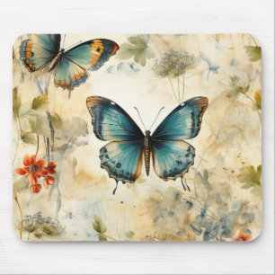Mousepad Impressão de Jardim Botânico de Borboleta Azul Boh