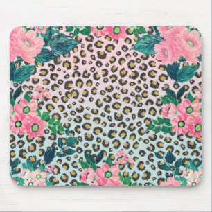 Mousepad Impressão de Leopard com Brilho Rosa Ombre