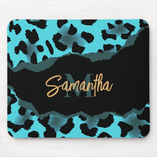 Mousepad Impressão de Leopardo Azul-Cento (Frente)