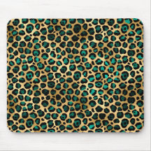 Impressão de leopardo dourado e azul glamouroso