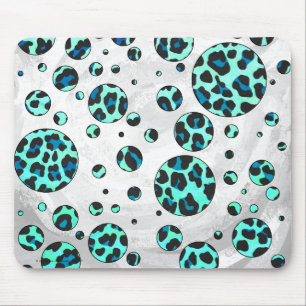 Mousepad Impressão de Leopardo Negro e Teal
