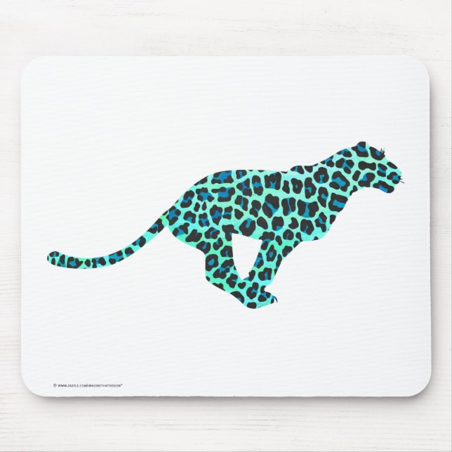 Mousepad Impressão de Leopardo Negro e Teal (Frente)