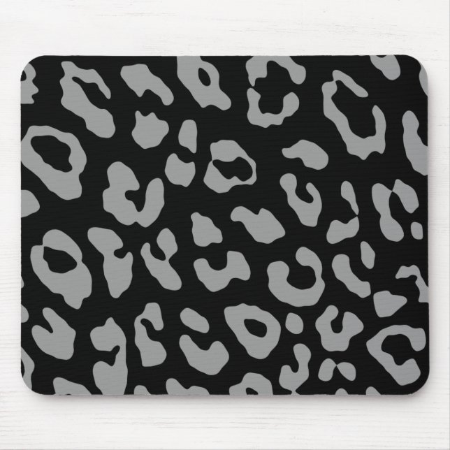 Mousepad Impressão de leopardo Preto Cinza (Frente)