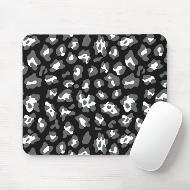 Mousepad Impressão de leopardo preto e branco (Com mouse)