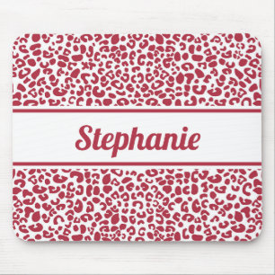 Mousepad Impressão de Leopardo Vermelho e Branco Trendy com