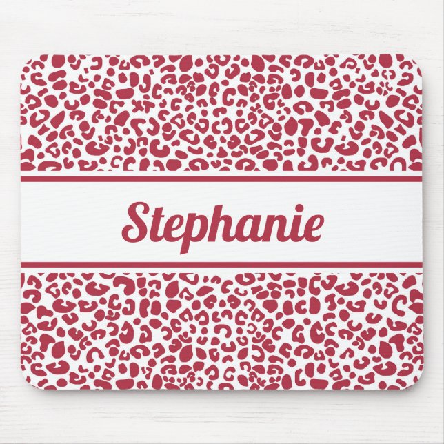 Mousepad Impressão de Leopardo Vermelho e Branco Trendy com (Frente)