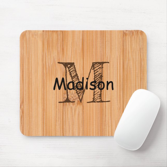 Mousepad impressão de madeira de bambu, castanho-claro lega (Com mouse)