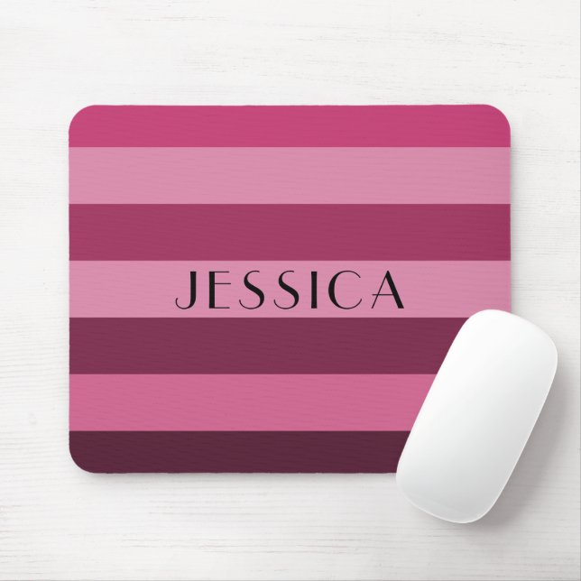 Mousepad Impressão de Nome de Padrão de Stripes Rosa Person (Com mouse)