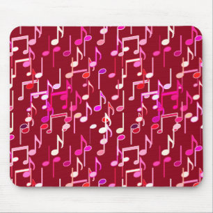 Mousepad Impressão de Notas Musicais - Burgundy, multicama