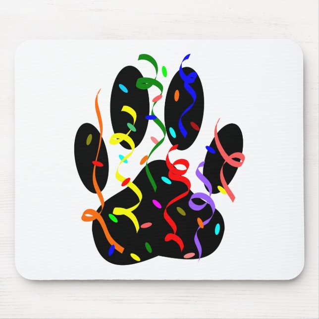 Mousepad Impressão De Pata De Cães Com Confetti E Streamer (Frente)