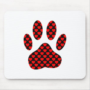 Mousepad Impressão De Pata De Cão Com Corações