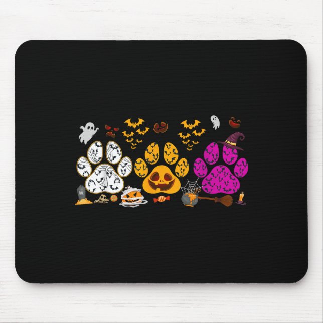 Mousepad Impressão de Pata Divertida de Halloween Cachorro  (Frente)