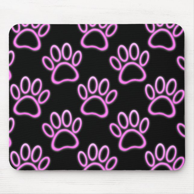 Mousepad Impressão de Pata Neo-Cão Rosa (Frente)