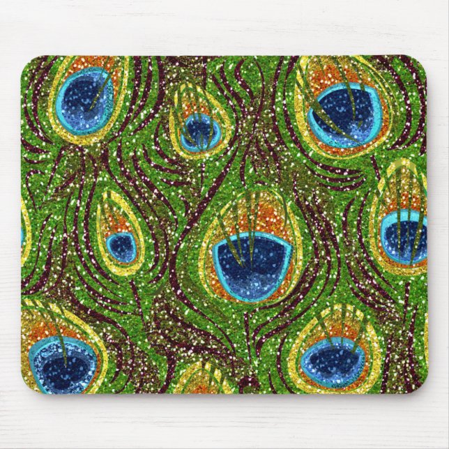 Mousepad Impressão de Penas de Pavão Coloridas (Frente)