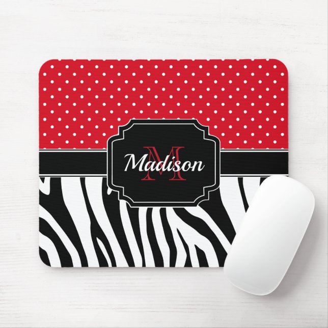 Mousepad Impressão de pontos e zebra (Com mouse)