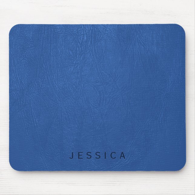 Mousepad Impressão de Textura de Couro Azul Elegante (Frente)