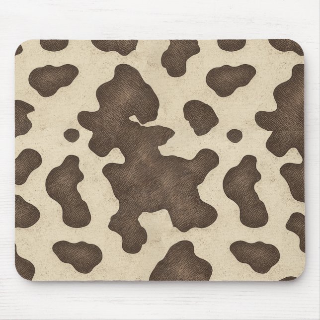 Mousepad Impressão de Vaca Marrom Rústica Rodeio Western Co (Frente)