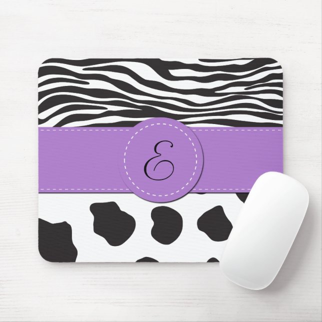 Mousepad Impressão de Vaca, Pontos de Vaca, Bandas de Zebra (Com mouse)