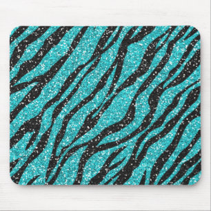 Mousepad Impressão de Zebra com Glitter Turquesa