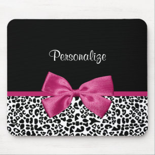 Mousepad Impressão do Leopardo de Fita Rosa Vivaciosa Escu
