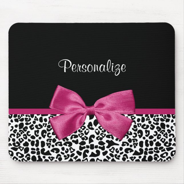 Mousepad Impressão do Leopardo de Fita Rosa Vivaciosa Escur (Frente)