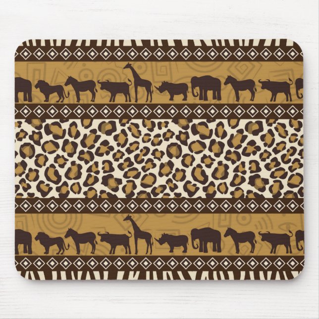 Mousepad Impressão do leopardo e animais africanos (Frente)