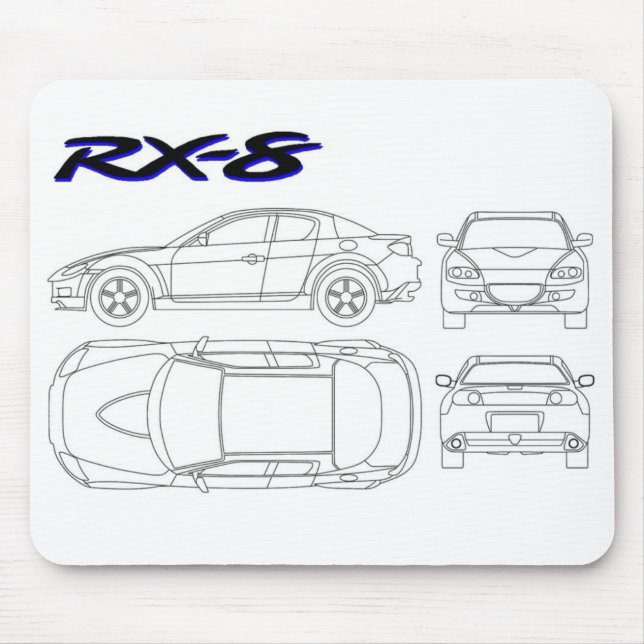 Mousepad Impressão do modelo de Mazda rx8 rx-8 (Frente)