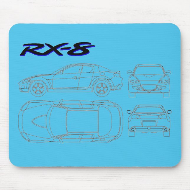Mousepad Impressão do modelo de Mazda rx8 rx-8 (Frente)