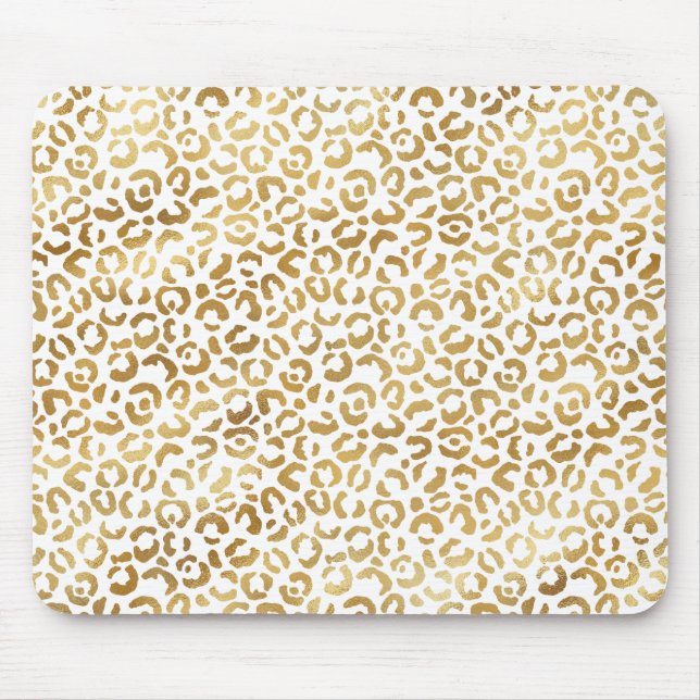 Mousepad Impressão Dourada de Leopardo Branco            (Frente)