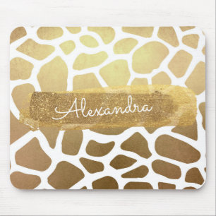 Mousepad Impressão Dourado & branco do girafa com brilho