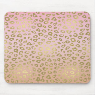 Mousepad Impressão Dourado cor-de-rosa do leopardo de Ombr