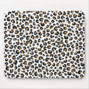 Mousepad Impressão Elegante, Dourada, de Leopardo Preto-Ne
