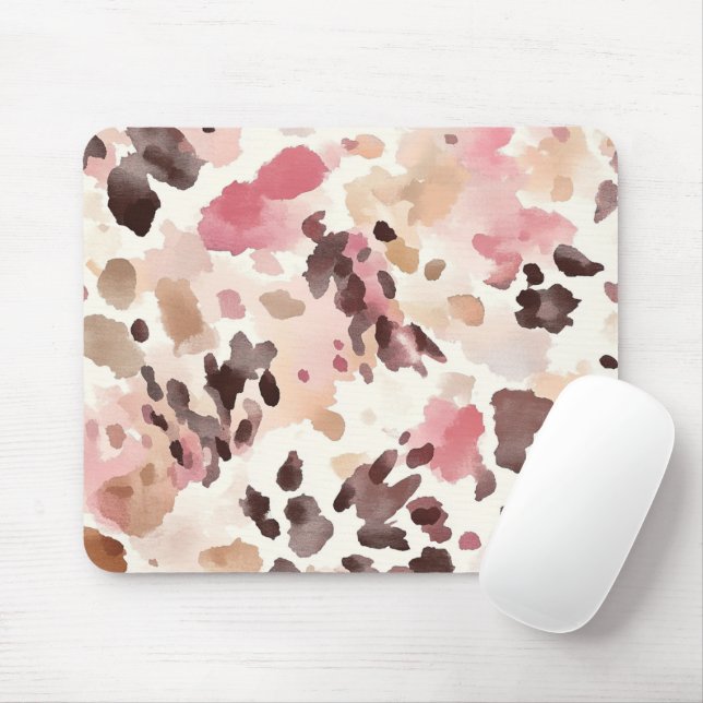 Mousepad Impressão em Animais de Leopardo Castanho Rosa-Ros (Com mouse)