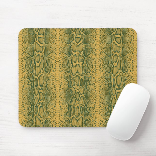 Mousepad Impressão em animais de pele Cobra verde amarela (Com mouse)