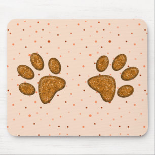 Mousepad impressão em pata de gato cintilante - laranja