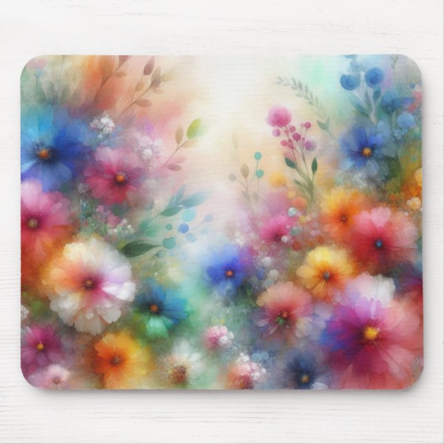 Mousepad Impressão Floral Aquarela Abstrata (Frente)